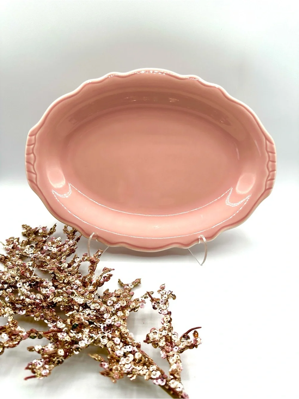 Homer Laughlin Terrace Pink Oval Platter 11.5”